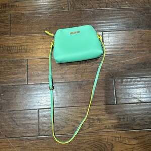Caprese Teal and Yellow Crossbody Bag, Faux Leather Small Purse
